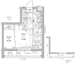 クレイシア西馬込 5階2Kの間取り