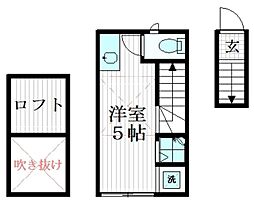 サークルハウス竹ノ塚弐番館 ワンルームの間取図画像