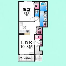 ブロッサムコート 1LDKの間取図画像