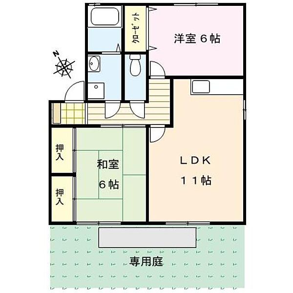 ベリークレセント 101｜福岡県久留米市上津町(賃貸アパート2LDK・1階・58.00㎡)の写真 その2