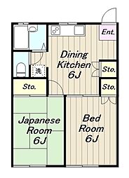 グリーンコーポ2 2DKの間取図画像