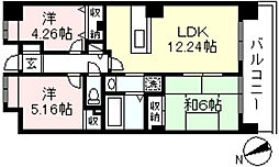 ガーデンヒルズ白鳥 3LDKの間取図画像