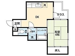 サンライト八千代台 1DKの間取図画像