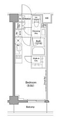 ザ・パークハビオ新宿 4階ワンルームの間取り