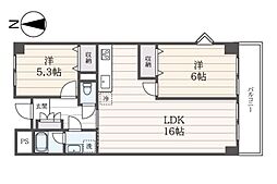 アーバン・ル・モンド 2LDKの間取図画像