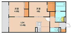 ルガロ市川 2LDKの間取図画像