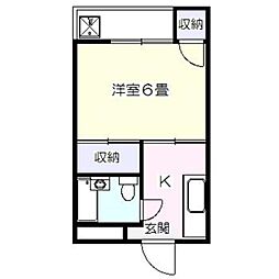 水嶋ハイツ 1Kの間取図画像