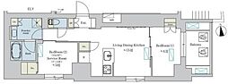 ブリリアイスト浅草 2LDKの間取図画像