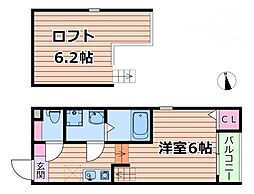 ハーモニーテラス加島 2階1SKの間取り