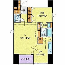 東京メトロ日比谷線 築地駅 徒歩7分の賃貸マンション 5階1LDKの間取り