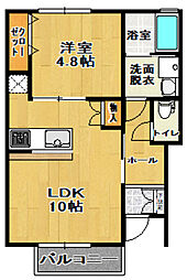 ピュアパレットＳ 1階1LDKの間取り