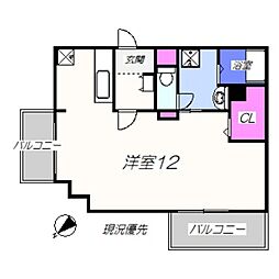 中之町TKハイツ ワンルームの間取図画像