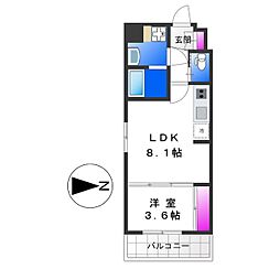 KAUNISHIRANO 1LDKの間取図画像