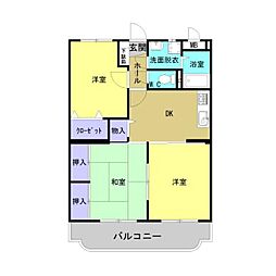 レジデンスハーモニー2 3DKの間取図画像