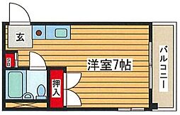 トウセンハイツ京島 2階ワンルームの間取り