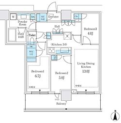 パークシティ中野ザタワーブリーズ 3LDKの間取図画像