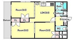 サン・ロイヤル 3DKの間取図画像