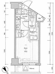 プレミアムキューブ北品川 1Kの間取図画像