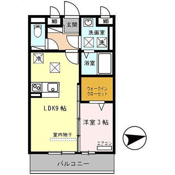 和歌山県和歌山市六十谷(賃貸アパート1LDK・1階・33.00㎡)の写真 その2