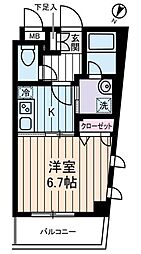 クオーレ西新宿 1Kの間取図画像