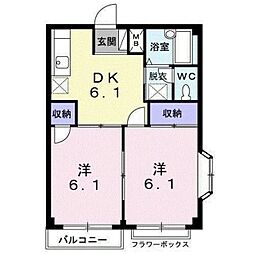 倉持ハイツパート2 2DKの間取図画像