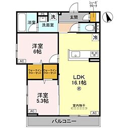 高石市東羽衣5丁目アパート 2LDKの間取図画像