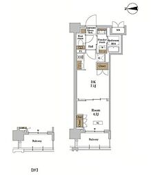 ＲＪＲプレシア蒲田 3階1DKの間取り