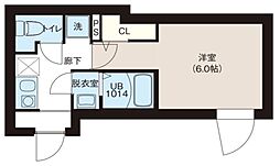 レピュア町屋レジデンスII 3階1Kの間取り