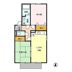 クレスト弐番館B 2LDKの間取図画像