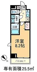 JR山手線 田端駅 徒歩9分の賃貸マンション 7階1Kの間取り