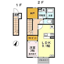 マシェリハウス 1SLDKの間取図画像