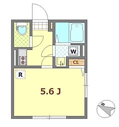 フルセイル高石 1Kの間取図画像