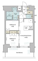 江東区深川2丁目マンション 2LDKの間取図画像