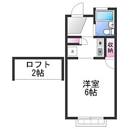 レオパレス千亀利 1Kの間取図画像