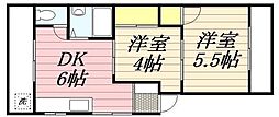 サンライズ高柳 2DKの間取図画像