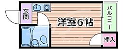 Osaka Metro中央線 深江橋駅 徒歩8分の賃貸マンション 4階ワンルームの間取り