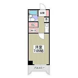 クレベール久米川 1Kの間取図画像
