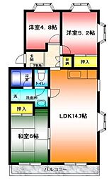 サンコーポ湘南 3LDKの間取図画像