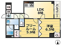 ロイヤルヒル神戸三ノ宮Part2 2LDKの間取図画像