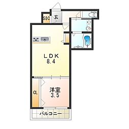 アマントリビエール瀬川 1LDKの間取図画像