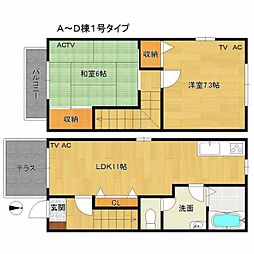 ソレイユ東油山C 2LDKの間取図画像