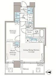 パークシティ中野ザタワーブリーズ 2LDKの間取図画像