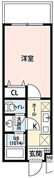 プレール・ドゥーク横浜杉田 2階1Kの間取り