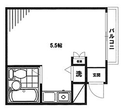 オークヒル浜田山 ワンルームの間取図画像