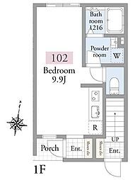 アーベインテラス本駒込 ワンルームの間取図画像