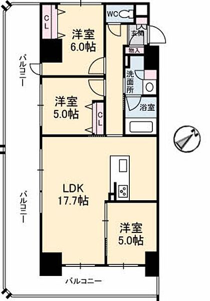 シャーメゾンステージ呉中央 A0906｜広島県呉市中央２丁目(賃貸マンション3LDK・9階・73.93㎡)の写真 その2