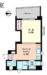 メリディアンアネックス 1DKの間取図画像