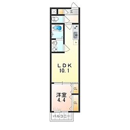 大阪市住吉区清水丘2丁目アパート 1LDKの間取図画像