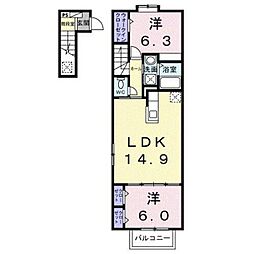 サン番館 2LDKの間取図画像