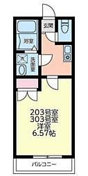 エルガラン 1Kの間取図画像